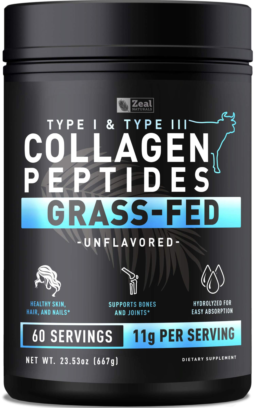 Zeal Naturals collagen powder in an unflavored bag for daily blends