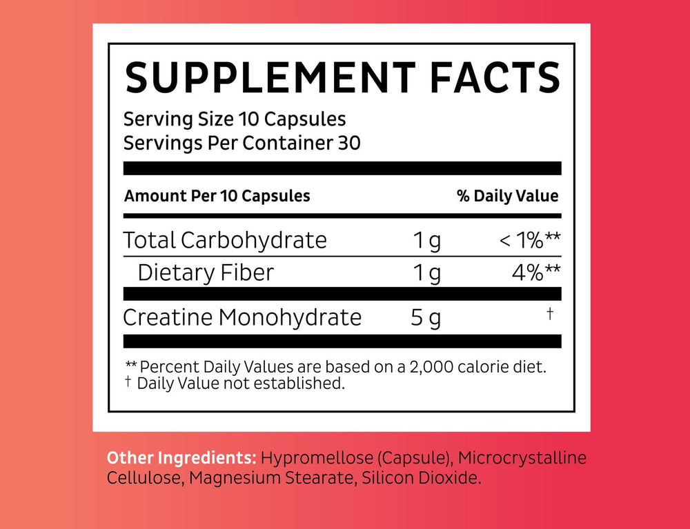 Zeal Naturals Creatine Monohydrate capsules demonstrate daily dosing with water.