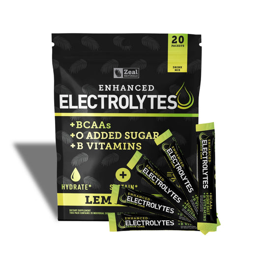 Zeal Naturals lemon-lime-pack electrolyte stick for on-the-go hydration.