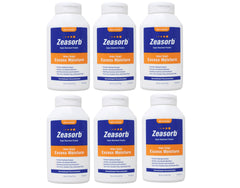 Zeasorb six-pack bottles deliver absorbent powder for dry comfort.