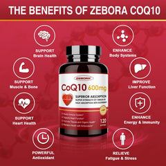 Closeup of ZEBORA CoQ10-600mg softgels label details