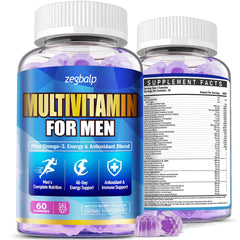 ZEGBALP mens multivitamin gummies bottle offering convenient daily nutrition for active men.