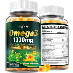 ZEGBALP Omega-3 gummies jar-front label for easy daily wellness.