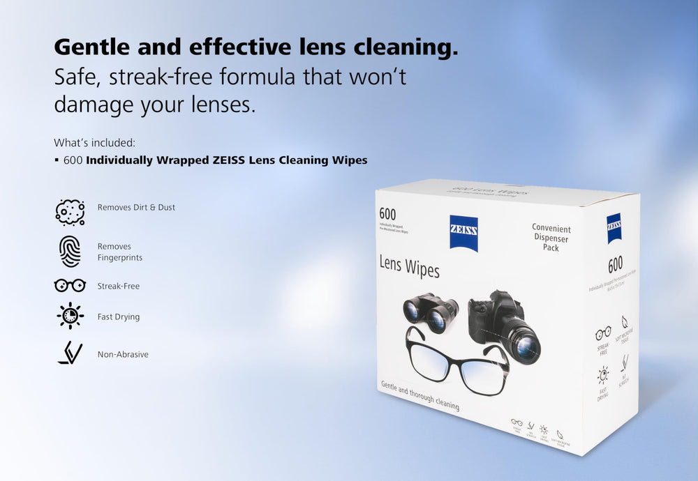 ZEISS wipes preserve anti-reflective coatings during cleaning.