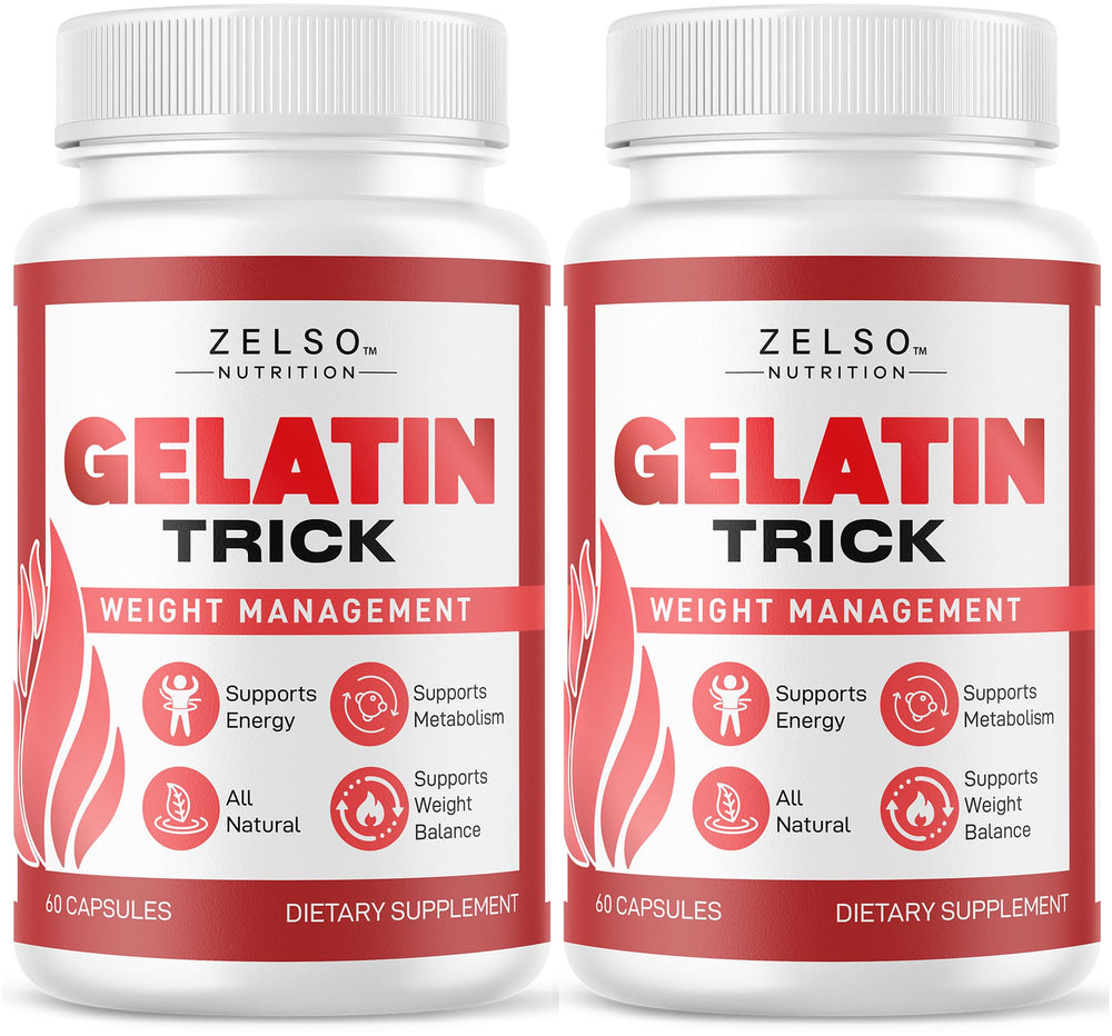 ZELSO Gelatin Trick bottle front showing compact daily energy support