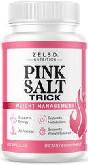 ZELSO Pink Salt Trick bottle on the counter for daily wellness support.