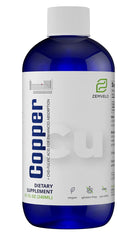 Zemvelo Liquid Ionic Chelated Copper bottle highlights natural copper for connective tissue support and skin health.