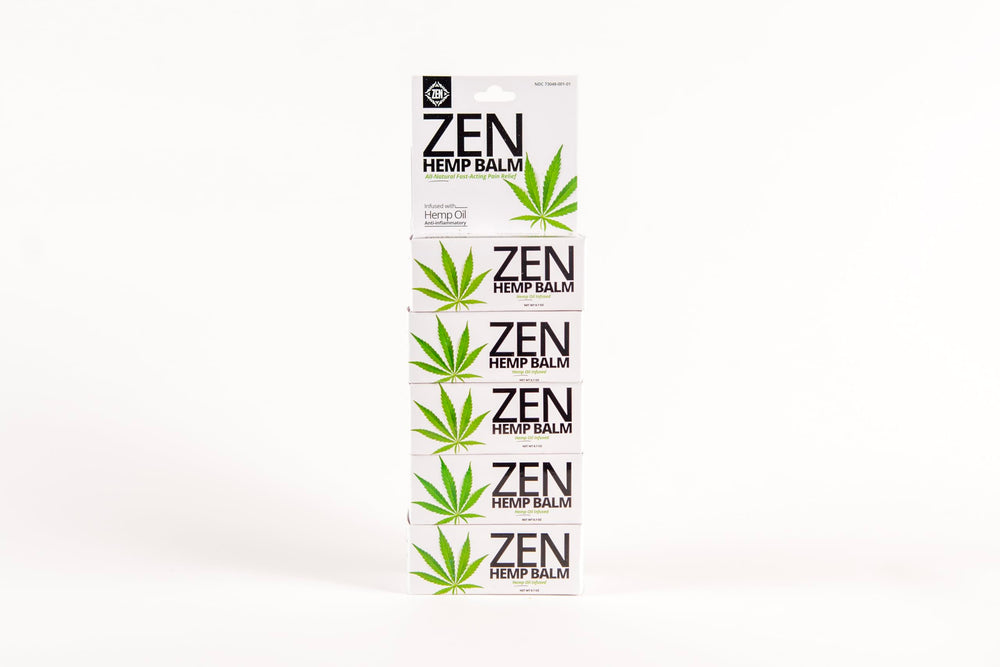 ZEN Hemp Balm application on knee demonstrates quick-absorption for muscle comfort