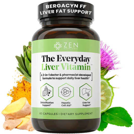 Zen Nutrients Everyday Liver Vitamin bottle showing daily detox support.