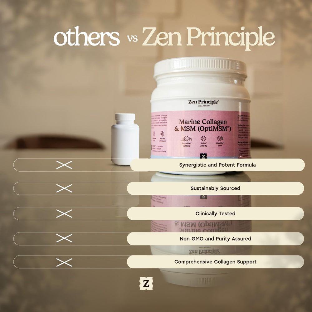 Zen Principle glass with mixed collagen drink showing smooth texture