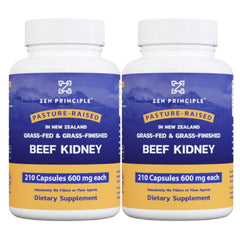 Zen Principle Grass-Fed Beef Kidney supplement bottle front shows a clean, pure label for trust and quality.