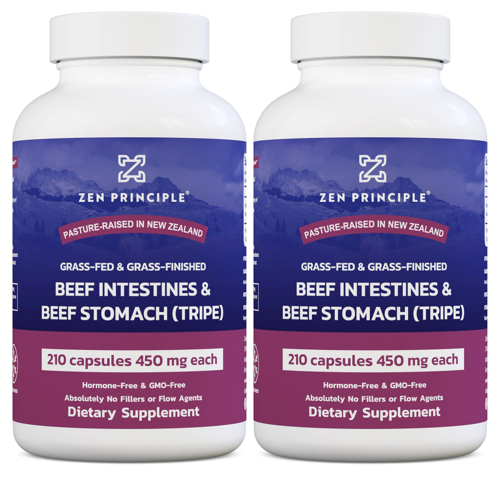 Zen Principle grass-fed beef tripe capsules bottle for gut support