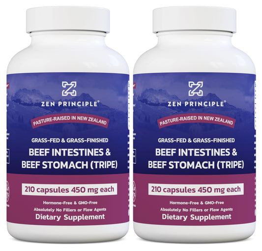 Zen Principle grass-fed beef tripe capsules bottle for gut support