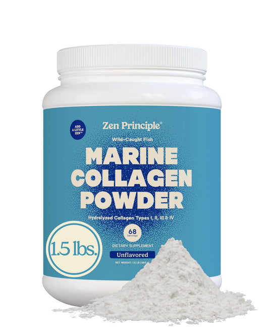 Zen Principle Marine Collagen bottle ready for daily skin and joint support