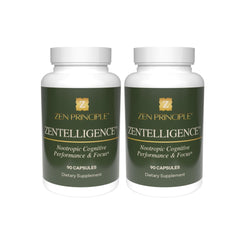 Zen Principle Zentelligence bottle close-up promotes calm focus for studying.