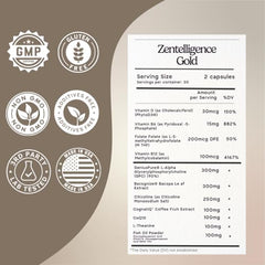 Zen Principle Zentelligence Gold capsules shown for daily cognitive support