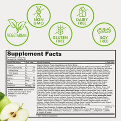 USDA Organic label on Zena Nutrition Organic Super Greens.