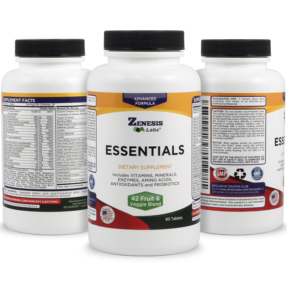 Zenesis Labs Essentials produced in a US facility under GMP standards.
