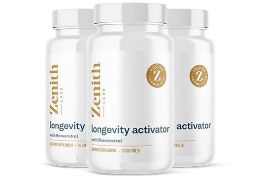 Zenith Labs Longevity Activator bottle front for daily energy and immune support.