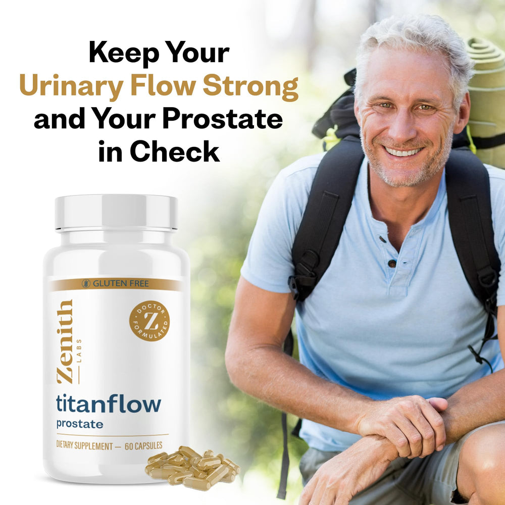 Zenith Labs TitanFlow pumpkin oil ingredient visual highlighting urethral support potential