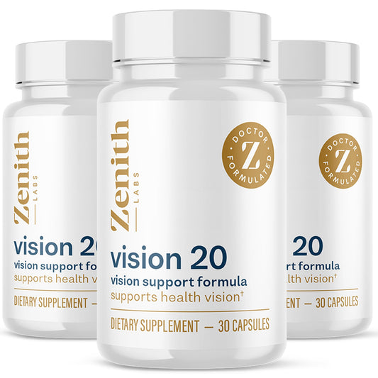 Zenith Labs Vision 20 bottle front with carotenoid blend for daily eye support