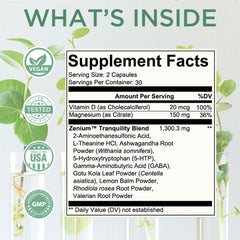Zenium ingredients close-up with Ashwagandha and L-Theanine