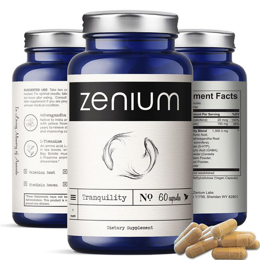 Zenium bottle front view for daily stress relief and calm