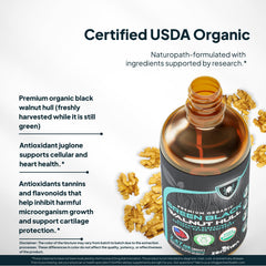 Zenmen organic black walnut hulls close-up showcases the key ingredient in the tincture.
