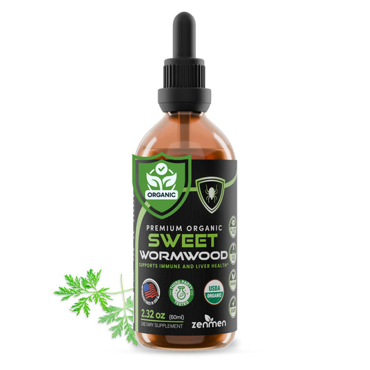 Zenmen Organic Sweet Wormwood tincture bottle front view for daily immune support