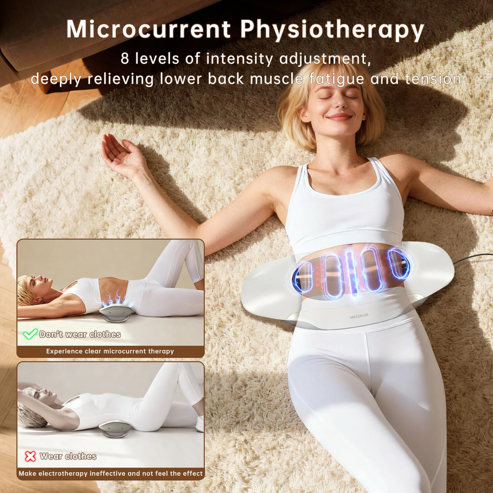 Zenopax electrotherapy with eight levels for deep lumbar muscle engagement.