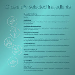 NAC and supporting compounds shown for detox and antioxidant potential.