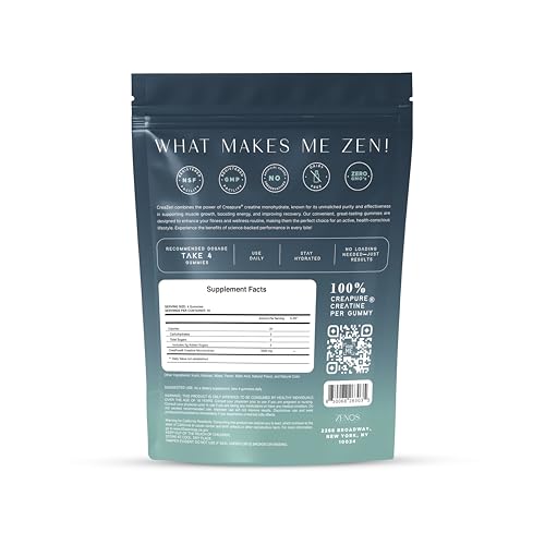 Zenos Health CreaZen gummies texture close-up highlights tasty and easy-to-chew formula.