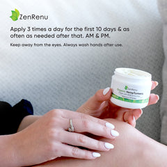 Zenrenu 4oz tub label closeup shows compact, travel-friendly size.