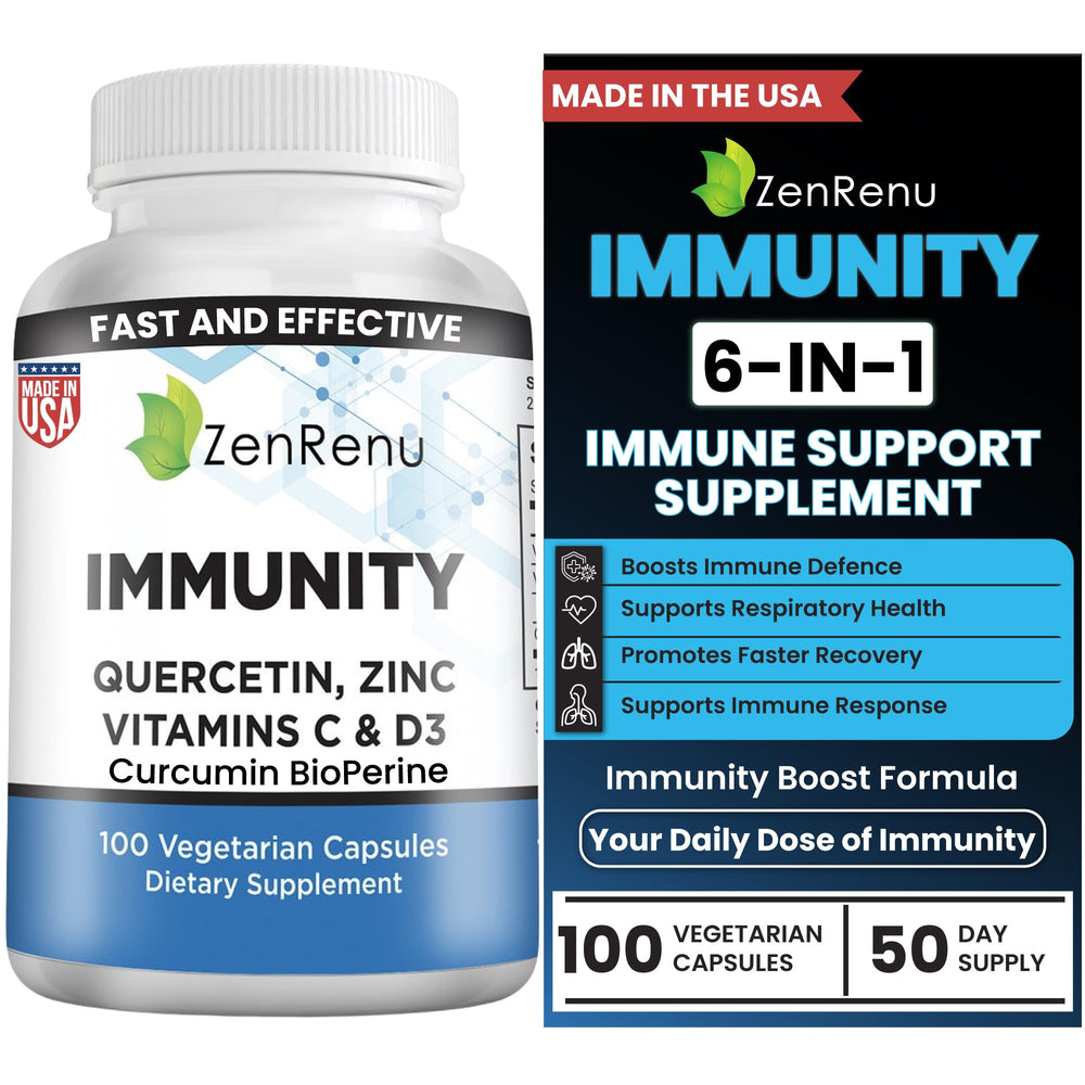 Zenrenu Immunity Quercetin bottle with 100 vegetarian capsules for daily support