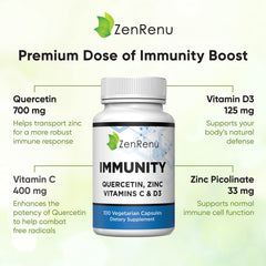Zenrenu Immunity Quercetin capsules shown for convenient daily use