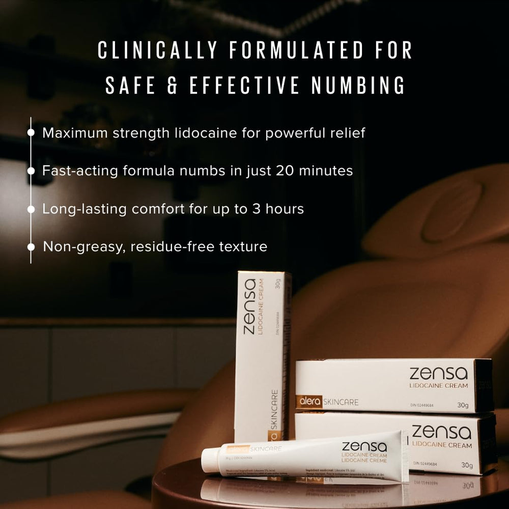 Zensa Numbing Cream 5% travel-friendly tube for on-the-go relief.