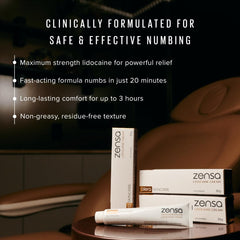 Zensa Numbing Cream 5% travel-friendly tube for on-the-go relief.
