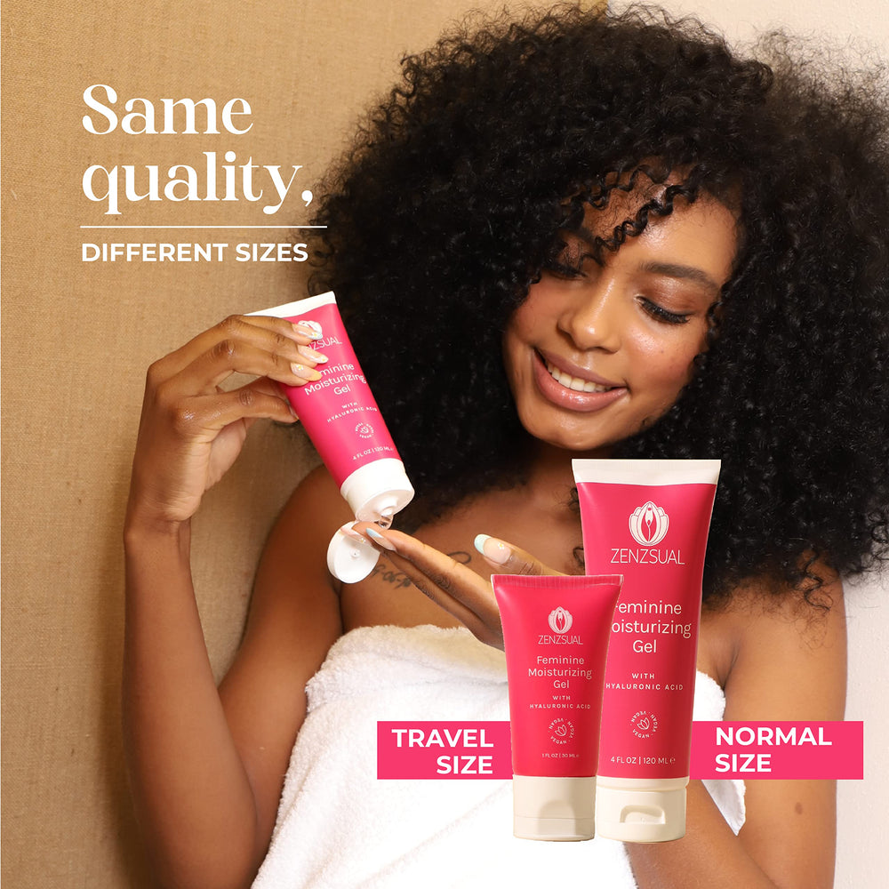 Hands apply ZENZSUAL gel to external skin for daily comfort.