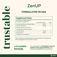 ZenUP NAD+ on kitchen counter suggests morning routine integration.