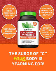 Zenwise Health liposomal vitamin C label highlighting 1500 mg potency and non GMO formula