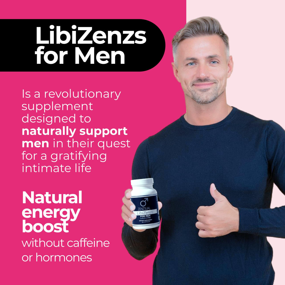ZENZSUAL LibiZenzs Men natural herbs display conveys daily stamina potential.