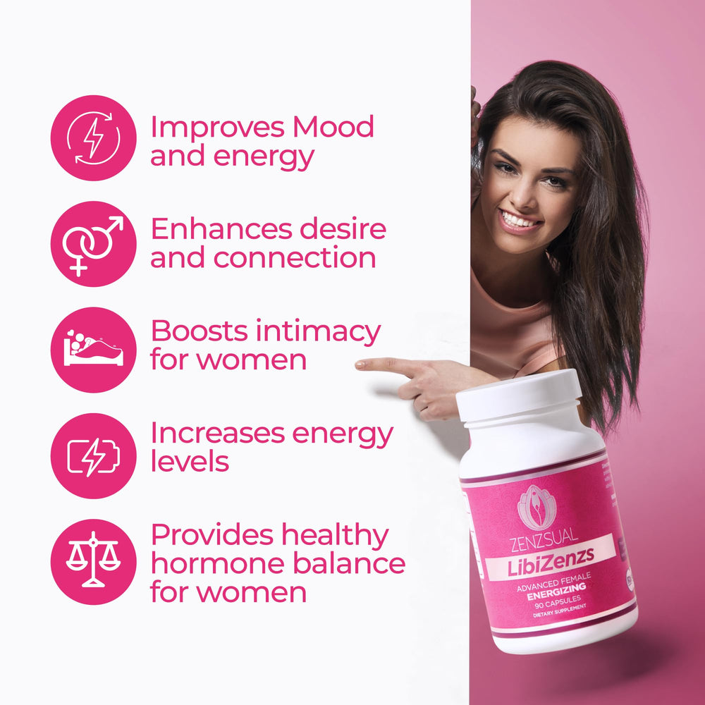ZENZSUAL Libizenzs packaging highlights hormone-free, plant-based formula.