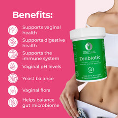 ZENZSUAL Zenbiotic on a kitchen counter illustrates digestive health support