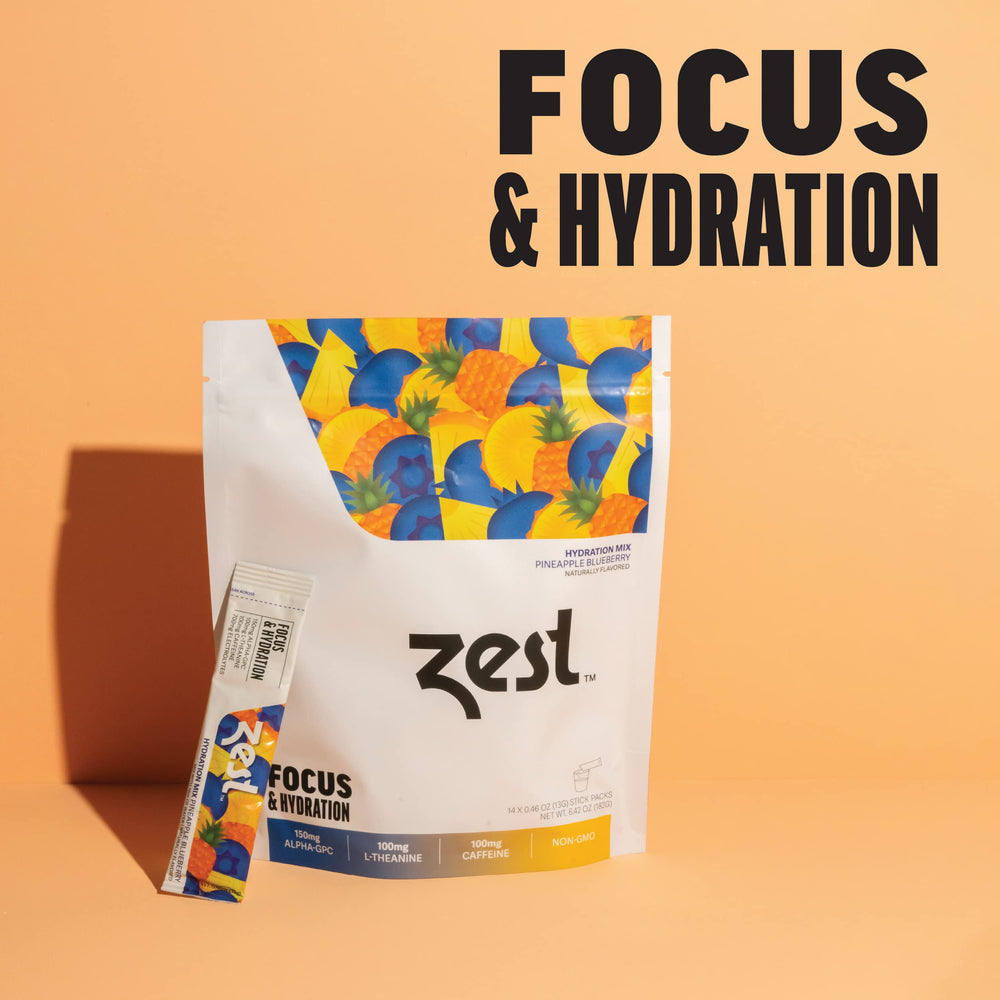 ZEST Alpha-GPC/L-Theanine/Caffeine blend promoting focused energy without jitters