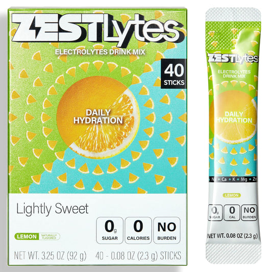 ZestLytes lemon flavor packet for refreshing daily hydration.