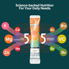 ZestLytes packets arranged on a desk for convenient daytime hydration.
