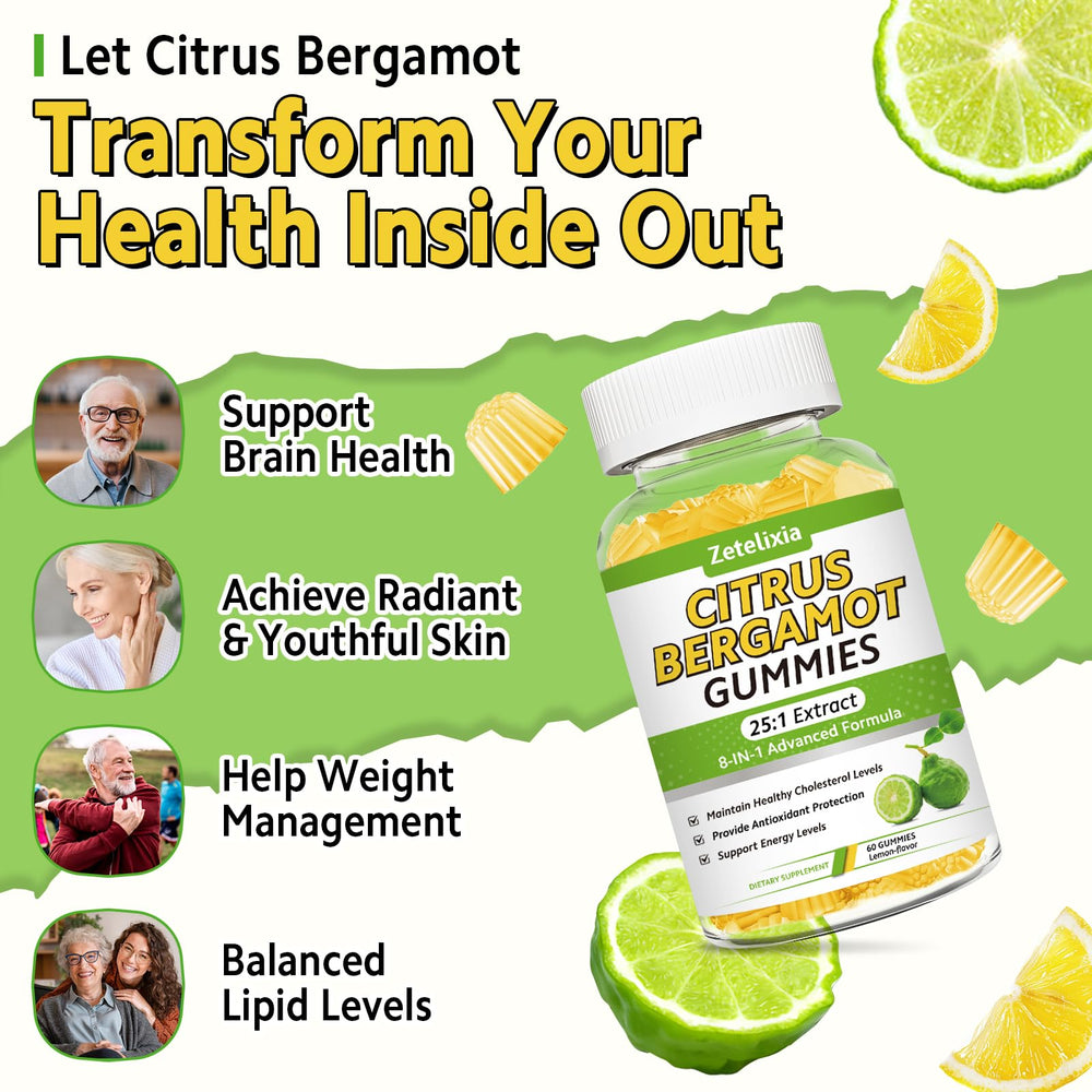 Zetelixia Citrus Bergamot Gummies packaging scene showing 2 pack offer