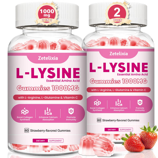 Zetelixia 2-pack Lysine Gummies bottle for easy daily supplementation