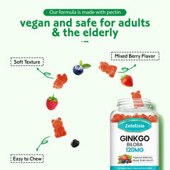 Zetelixia Ginkgo Biloba Gummies nutrition label and ingredients on back