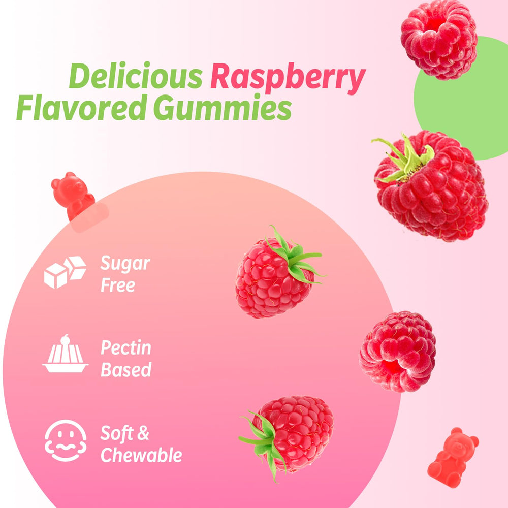 Zetelixia No-aftertaste raspberry gummies—pleasant daily supplement experience.